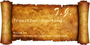 Trosztler Jusztina névjegykártya